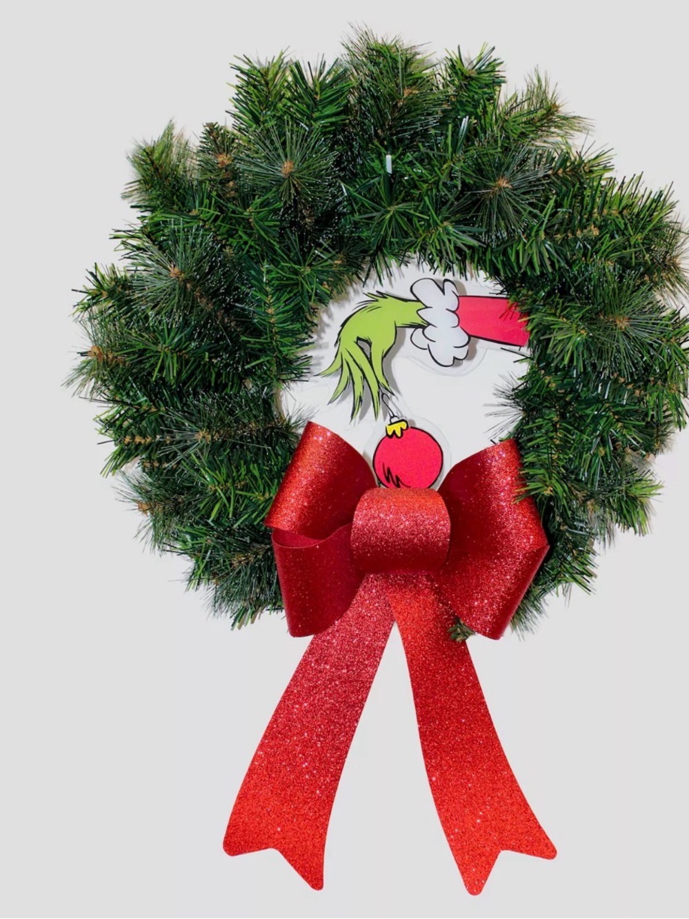 NWT! How the Grinch Stole Christmas Artificial Wreath with Red Bow